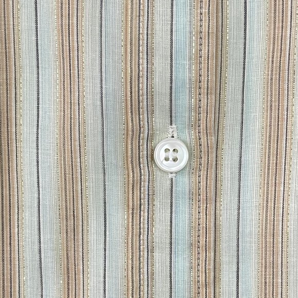 Women's J.Crew The Perfect Shirt Size 4 Gold Stripe Cotton Blend Button Down - Picture 5 of 7